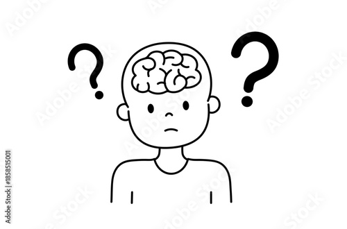 疑問を感じる脳のイラスト