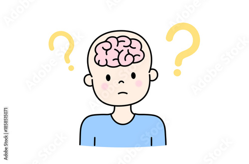 疑問を感じる脳のイラスト