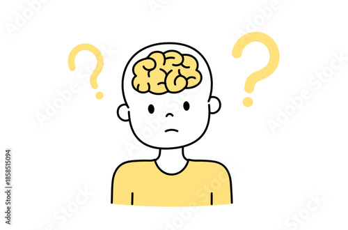 疑問を感じる脳のイラスト