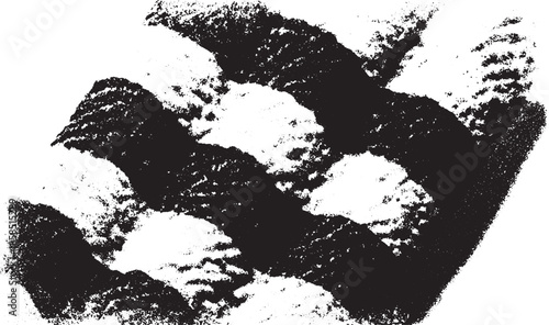 Pastry with a layered texture in black and white. This flat food vector illustration serves as a simple dessert background.