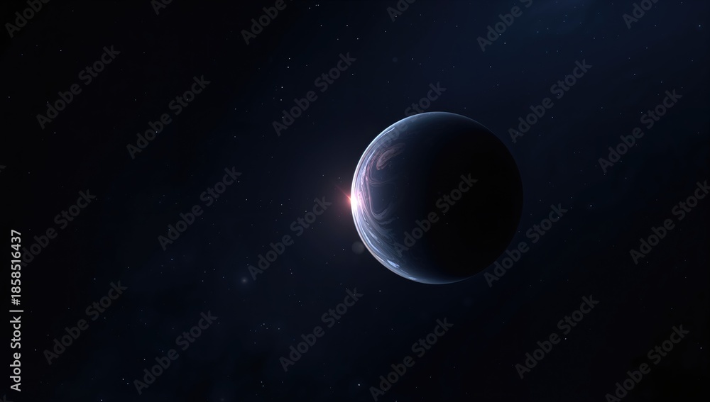 Fototapeta premium Image of a ringed planet against the starry background, emphasizing planetary structure, World Space Week