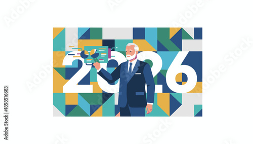 Senior executive analyzing data graphs for future business planning in 2026