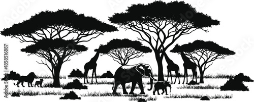 Wolf howling on mountain peak silhouette black wildlife animal flat vector isolated on white background art