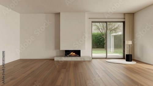 Wallpaper Mural Unfurnished living space featuring a fireplace and wooden floor, serving as a setting for architectural planning, Earth Day Torontodigital.ca