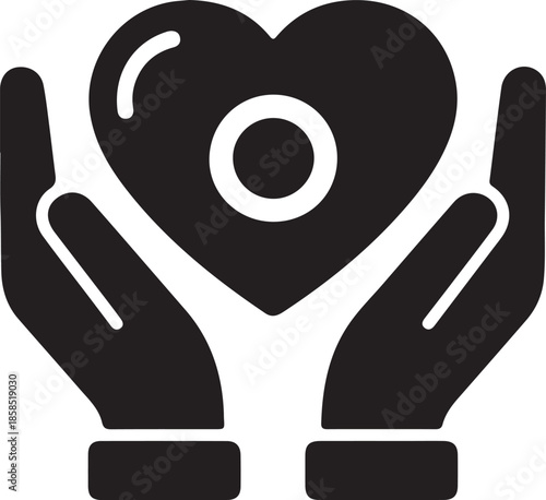 Hands holding a heart with a circle