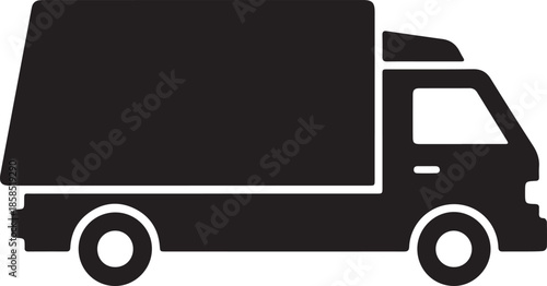 Simple black silhouette of a delivery truck