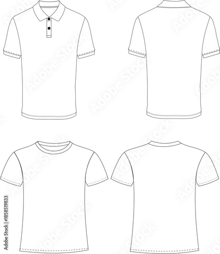 Men’s and women’s polo t-shirt vector illustration