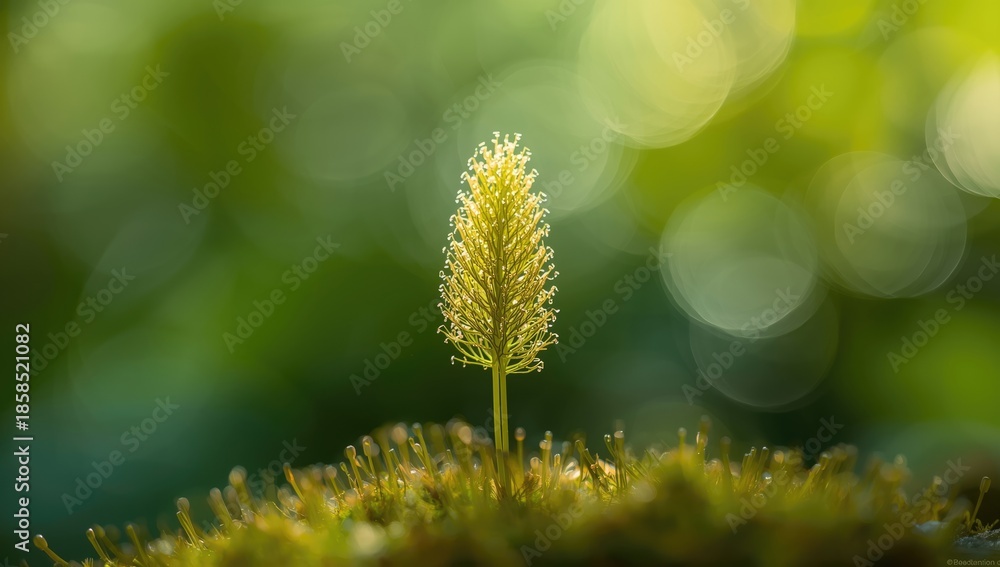 Obraz premium Close-up of haircap moss on a rocky terrain serving as a natural habitat for small organisms