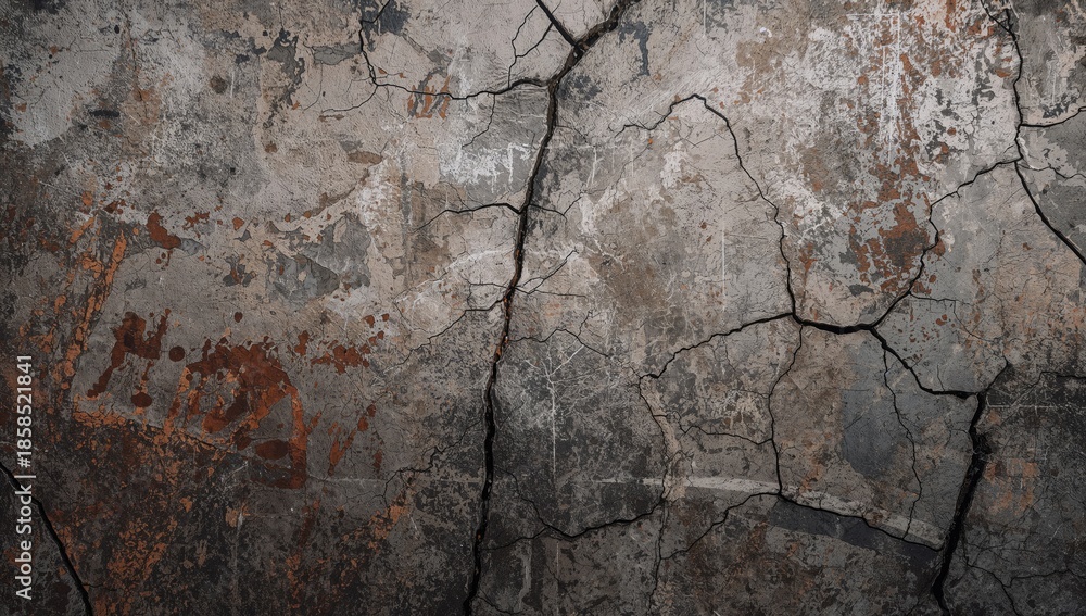 Obraz premium Concrete surface with abstract grunge textures in brown, black, and white, used for editorial headers