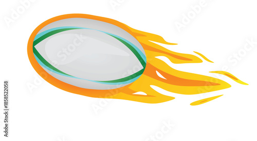 Rugby ball on fire sign. vector