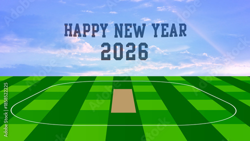 Happy New Year 2026 on a Vibrant Cricket Pitch, Sports, Celebration, and Future Goals