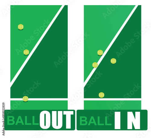 Tennis rule of in or out ball. vector