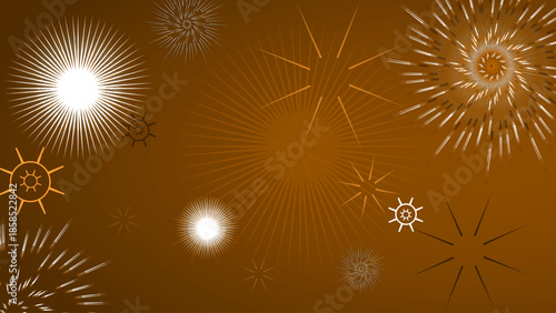 Christmas fireworks lighting up the winter night sky with snowflakes stars and festive holiday decoration vector illustration