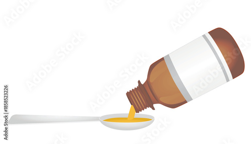 Syrup poured to spoon. vector
