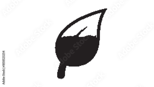 A single leaf silhouette illustration on a plain white background