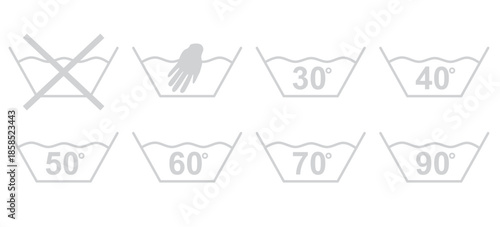 Wash temperature icon set.. vector