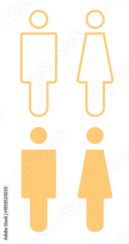 Toilet signs on metal plates, vector