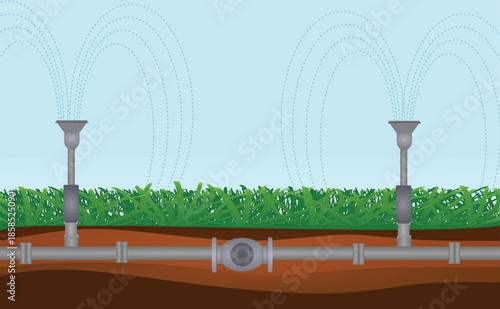 Irrigation system  pipeline. vector illustration