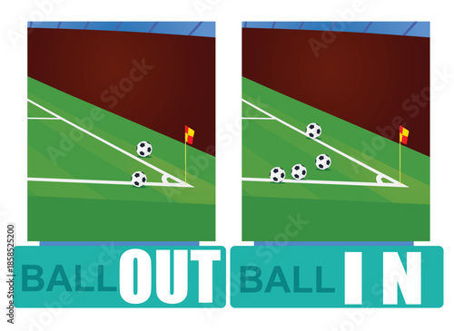Soccer rule of in or out ball. vector