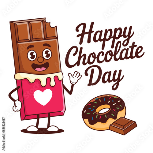 Image is a playful and colorful cartoon illustration celebrating 'Chocolate Day.'