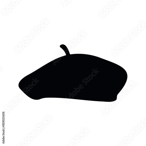 French beret hat silhouette vector flat illustration design.