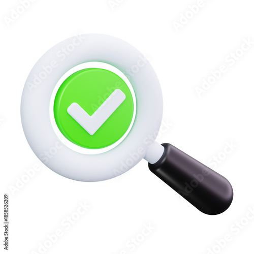 3D Search Approved Check Validation Icon