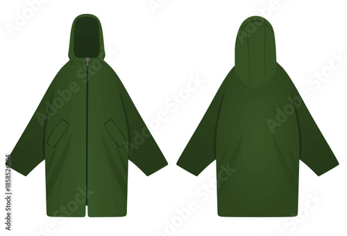 Green rain coat. vector illustration