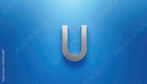 Magnet with north and south poles lying on a bright blue surface, serving as an educational tool