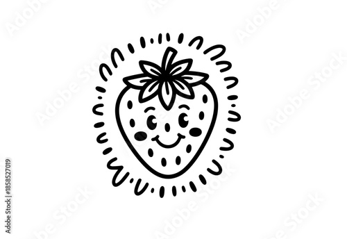 Cute fruit and berry simple doodle style
