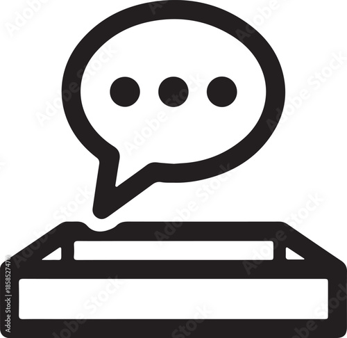 Comment or message icon with speech bubble above text box