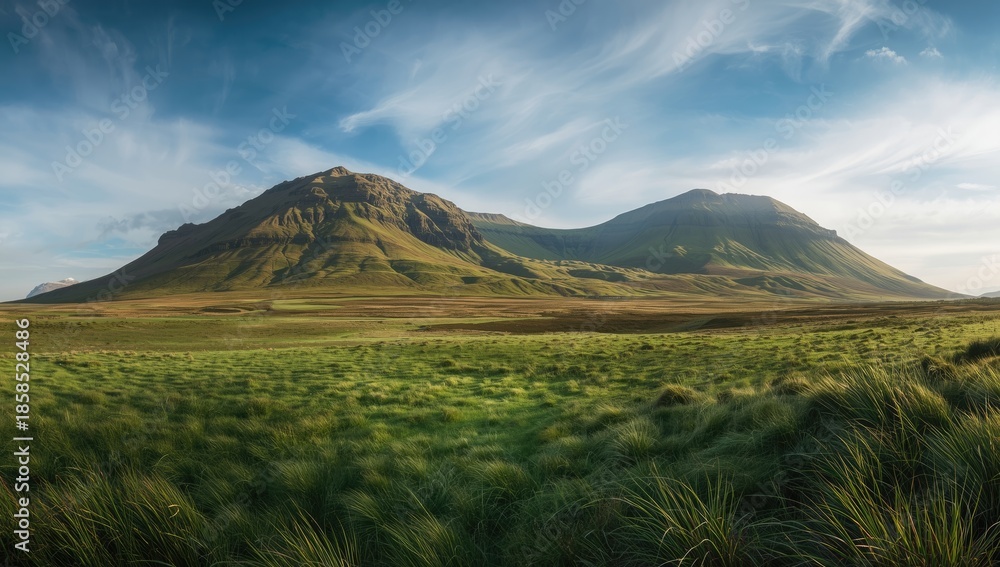 Obraz premium Rugged Icelandic scenery featuring Vatnsdalsfjall mountain range in northwest Iceland, seasonal change