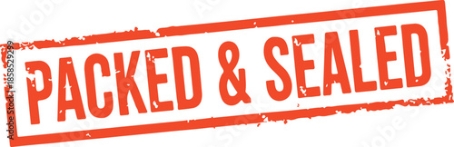 orange stamp with packed and sealed text