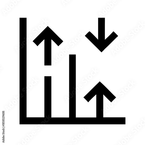 Up and down arrows on a bar chart