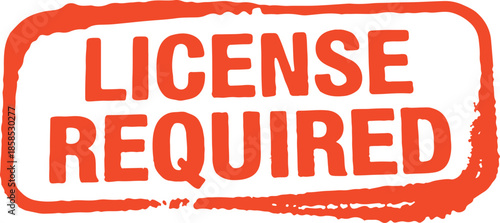 Red license required text stamp