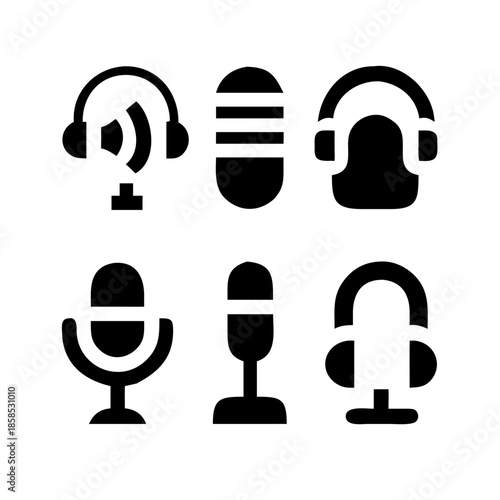 Collection of icons representing microphones and headphones