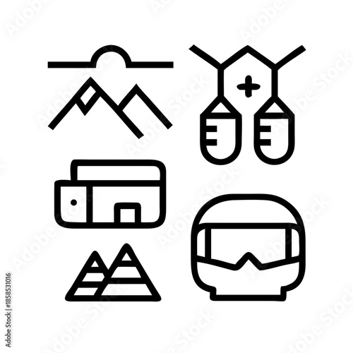 Collection of abstract icons representing travel and adventure