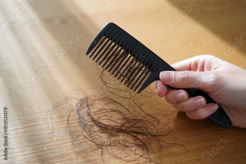Shed Hair Collected on Comb - Hair Loss and Health Concept