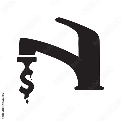 black dollar sign flowing out tap