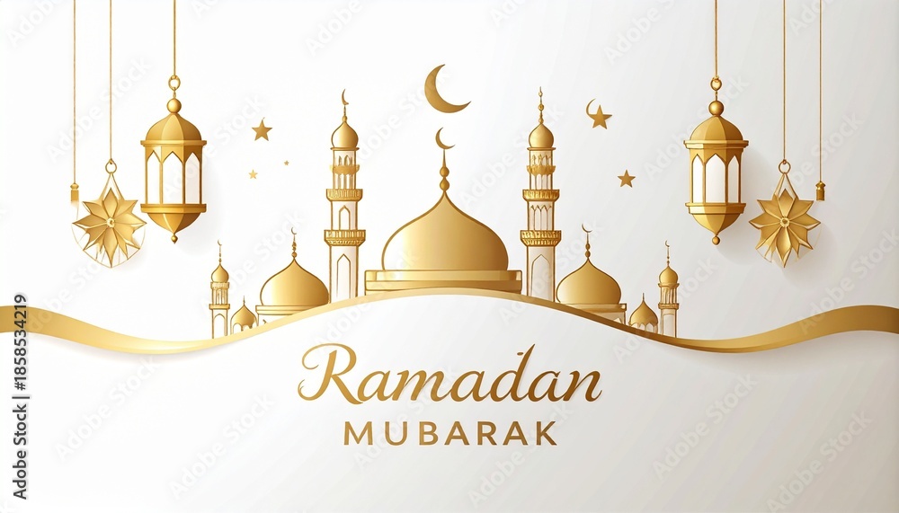 custom made wallpaper toronto digitalRamadan Mubarak golden lanterns and mosque illustration