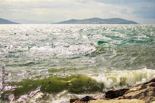 sea waves shining on the beach, Istanbul