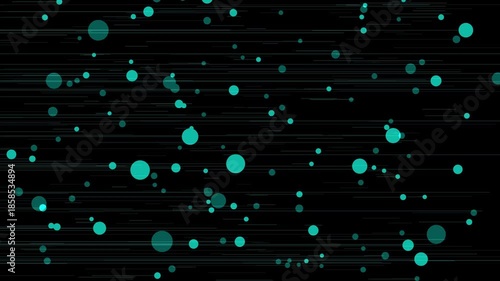 青い点と線のアニメーション。黒背景。