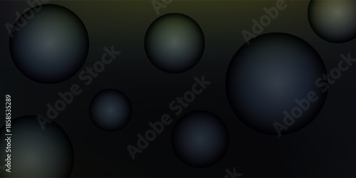 Dark Spheres Floating in Abstract Gradient Background.