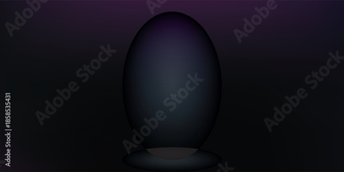 Mysterious Dark Egg Shape Object on Pedestal.