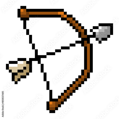 Vector Pixel Art Icon of Archery Bow