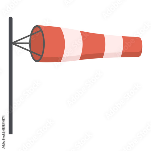 Windsock Indicating Wind Direction and Speed Flat Illustration