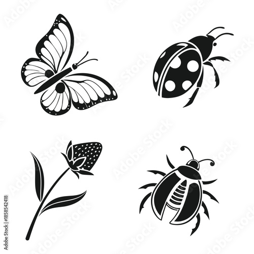 Insect and butterfly silhouettes