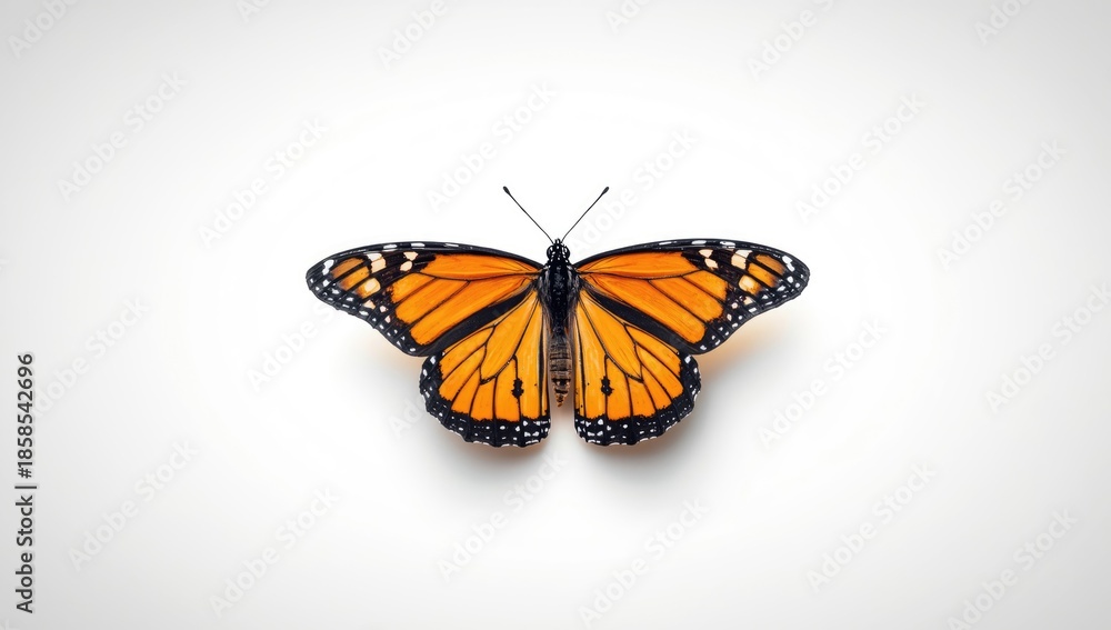 Obraz premium White background with a solitary butterfly, ideal for layout design or decorative accents