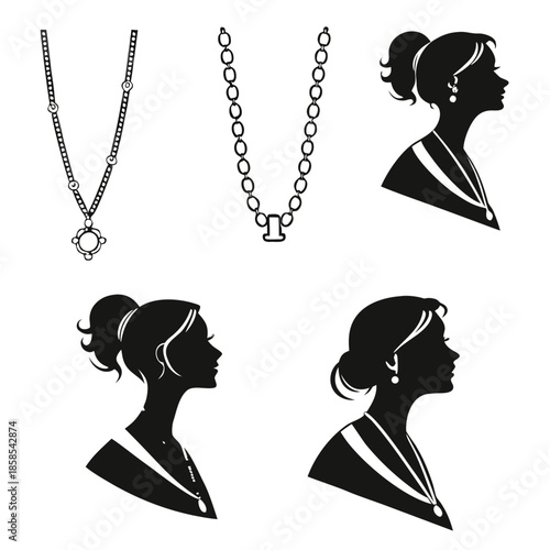 Silhouettes of women with jewelry