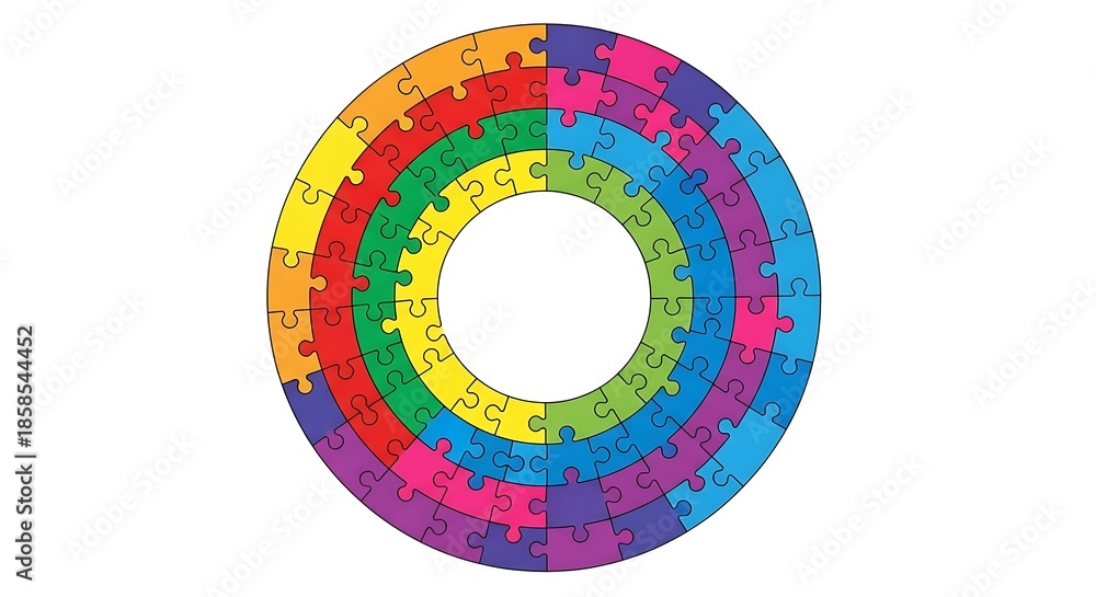 Fototapeta premium Colorful Circular Puzzle - A Vibrant and Engaging Visual.