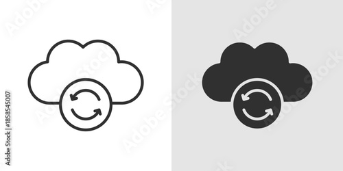 Cloud Sync Icon showing a cloud with circular arrows, representing data synchronization, real-time updates, and cloud storage integration.